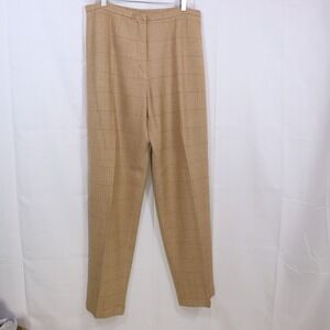 Gianfranco Ferre Forma Trousers 16 Beige Womens Wool Blend Plaid Pants‎